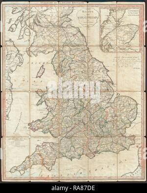 Faden, 1790 Plan de les Routes de Grande Bretagne ou Angleterre. Repensé par Gibon. L'art classique avec une touche moderne repensé Banque D'Images