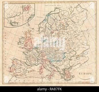 En 1799, Clement Cruttwell Carte de l'Europe. Repensé par Gibon. L'art classique avec une touche moderne repensé Banque D'Images