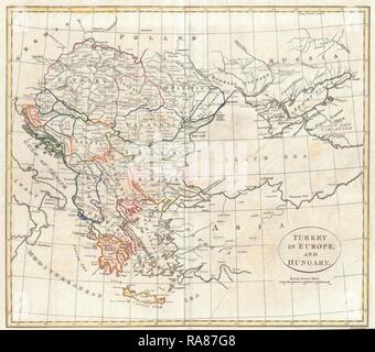 En 1799, Clement Cruttwell Carte de la Turquie en Europe. Repensé par Gibon. L'art classique avec une touche moderne repensé Banque D'Images