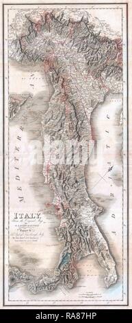 1814, Rizzi-Zannoni Carte de l'Italie. Repensé par Gibon. L'art classique avec une touche moderne repensé Banque D'Images