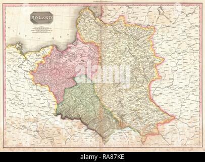 1818, Pinkerton Plan de Pologne, John Pinkerton, 1758 - 1826, l'antiquaire écossais, cartographe, UK. Repensé Banque D'Images