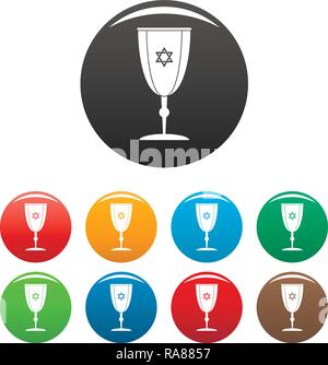 Le judaïsme tasse icons set 9 vecteur de couleur isolé sur blanc pour toute conception Illustration de Vecteur