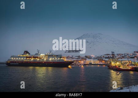 À bord de l'express côtier Hurtigruten, la Norvège. Banque D'Images