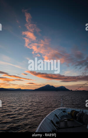 À bord de l'express côtier Hurtigruten, la Norvège. Banque D'Images