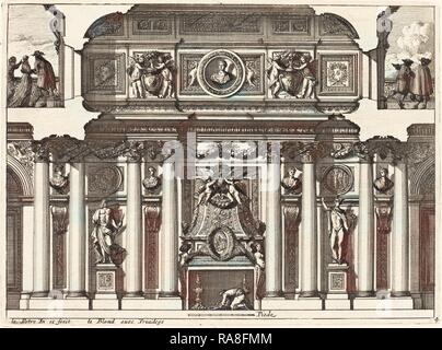 Jean Lepautre (Français, 1618 - 1682), d'une cheminée et d'autres décorations intérieures, de gravure. Repensé par Gibon. Classic repensé Banque D'Images