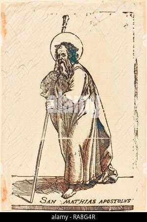 Jacques Stella (Français, 1596 - 1657), Saint Matthias, gravure sur bois. Repensé par Gibon. L'art classique avec une touche moderne repensé Banque D'Images