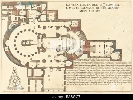 Jacques Callot (Français, 1592 - 1635), le Plan du Saint Sépulcre et le Calvaire, 1619, eau-forte et la gravure sur repensé Banque D'Images