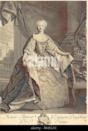 Nicolas de Larmessin IV après Jean-Baptiste Van Loo (Français, 1684 - 1753 ou 1755), Marie Thérèse d'Espagne, Dauphine repensé Banque D'Images