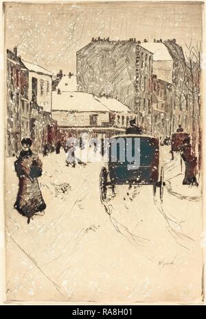 Norbert Goeneutte (Français, 1854 - 1894), Boulevard Clichy dans la neige (le Boulevard Clichy par un temps de neige repensé Banque D'Images