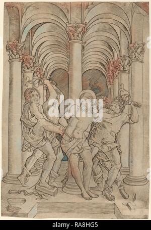 Giovanni Antonio da Brescia (Italien, actif c. 1490 - 1525 ou après), Flagellation, 1509, gravure. Repensé Banque D'Images
