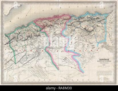 1857, Carte Dufour de l'Algérie. Repensé par Gibon. L'art classique avec une touche moderne repensé Banque D'Images