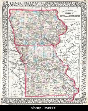 1874, Mitchell Site de l'Iowa et du Missouri. Repensé par Gibon. L'art classique avec une touche moderne repensé Banque D'Images