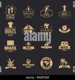 Le Brésil Voyage logo icons set, le style simple Illustration de Vecteur