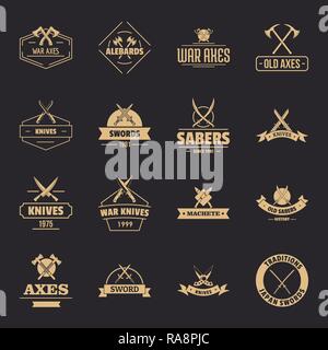 Logo icons set d'armes d'acier, le style simple Illustration de Vecteur