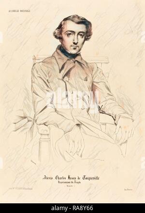 Théodore Chassériau (Français, 1819 - 1856), Charles Henry Alexis de Tocqueville, 1848, lithographie. Repensé Banque D'Images