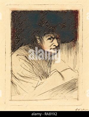 Jean-Louis Forain, Autoportrait, Français, 1852 - 1931, 1912, eau-forte. Repensé par Gibon. L'art classique avec un style moderne repensé Banque D'Images