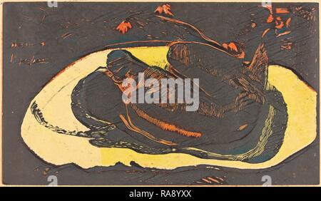 Paul Gauguin (Français, 1848 - 1903), Manao Tupapau (elle est hantée par un esprit), 1894-1895, gravure sur bois imprimée en jaune repensé Banque D'Images