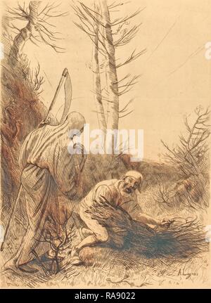 Alphonse Legros, La mort et le bûcheron, 2e (le mort et le bucheron), français, 1837 - 1911, eau-forte en bistre repensé Banque D'Images