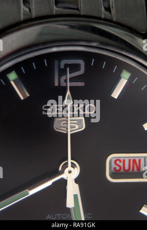 Seiko watch mouvement automatique, close-up Banque D'Images