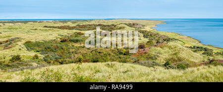 Panorama de la côte de la mer des Wadden et les dunes de la réserve naturelle Het Oerd sur l'île de Frise occidentale, Frise, Pays-Bas Banque D'Images