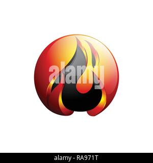 Concept abstract design flamme feu ball modèle logo en orange et gris - Vector Illustration de Vecteur