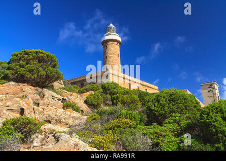 Phare de l'île de San Pietro, Carloforte, sud-ouest de la Sardaigne, Italie Banque D'Images