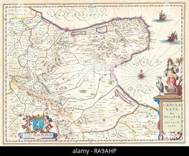 1630, Blaeu Plan de Capitanata, Foggia, Italie. Repensé par Gibon. L'art classique avec une touche moderne repensé Banque D'Images