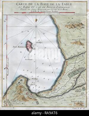 1764, Bellin Plan de Cape Town, Le Cap de Bonne Espérance. Repensé par Gibon. L'art classique avec une touche moderne repensé Banque D'Images