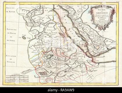 1771, Bonne carte de l'Abyssinie, l'Éthiopie, le Soudan et la mer Rouge, Rigobert Bonne 1727 - 1794, l'un des plus importants repensé Banque D'Images