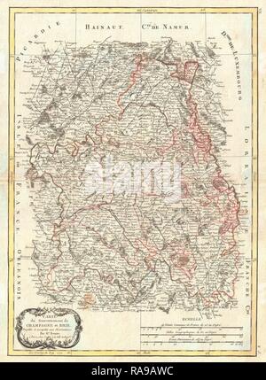 1771, Bonne carte de Brie et de Champagne, France, Rigobert Bonne 1727 - 1794, l'un des plus importants cartographes de repensé Banque D'Images