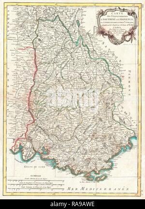 1771, Bonne carte de Dauphiné et Provence, France, Rigobert Bonne 1727 - 1794, l'un des plus importants cartographes repensé Banque D'Images