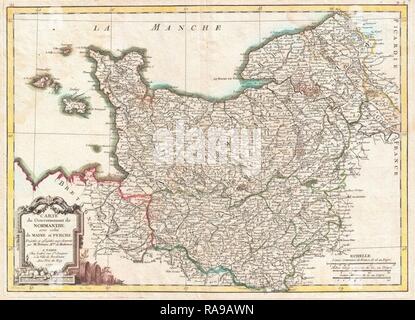 1771, Bonne carte de Normandie, France, Rigobert Bonne 1727 - 1794, l'un des plus importants cartographes de la fin repensé Banque D'Images