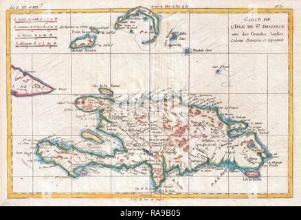 1780, Raynal et bonne carte de l'Hispaniola, West Indies, Rigobert Bonne 1727 - 1794, l'un des plus importants repensé Banque D'Images