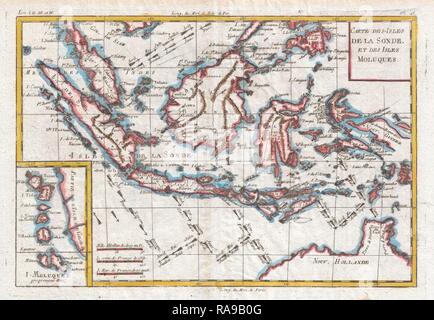 1780, Raynal et bonne carte de l'Indes, Singapour, Java, Sumatra, Bornéo, Rigobert Bonne 1727 - 1794, l'un de repensé Banque D'Images