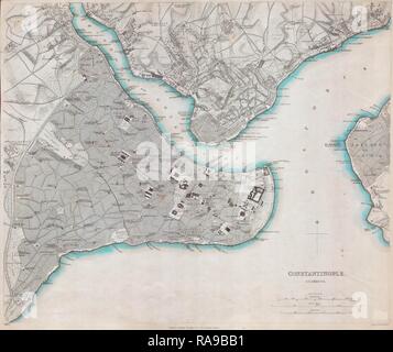 1840, S.D.U.K. Plan de Constantinople, Istanbul, Turquie . Repensé par Gibon. L'art classique avec une touche moderne repensé Banque D'Images