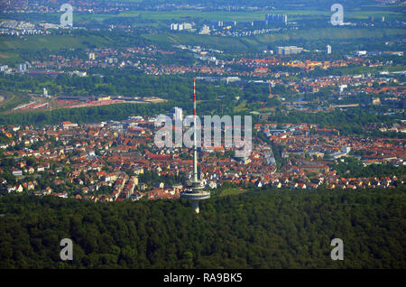 Tour de télévision de Stuttgart en Allemagne du sud, vue aérienne Banque D'Images