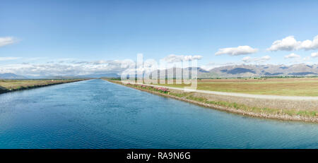 Ohau UNE Hydroelectri Canaux à Twizel, Aoraki, Mount Cook, Nouvelle-Zélande, île du Sud, Nouvelle-Zélande Banque D'Images