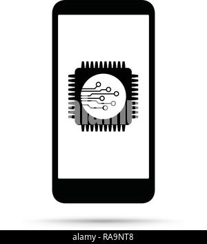 Téléphone cellulaire avec une puce Illustration de Vecteur