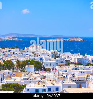 Vue panoramique de la ville de Mykonos en Grèce Banque D'Images