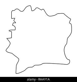 La carte de la Côte d'ivoire - contour. Silhouette d'une carte de la Côte d'ivoire illustration Banque D'Images