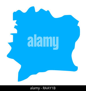 Carte de la Côte d'ivoire. Silhouette d'une carte de la Côte d'ivoire illustration Banque D'Images