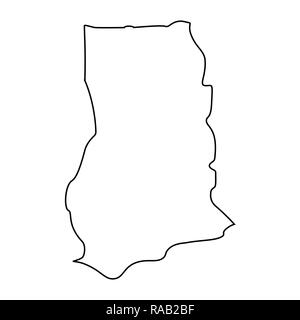 Carte du Ghana - contour. Silhouette de Ghana site illustration Banque D'Images