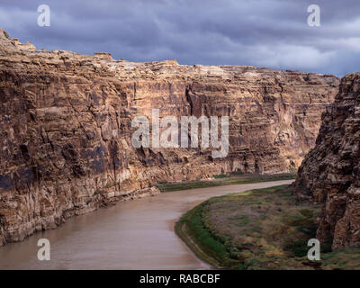 Fleuve Colorado en amont du passage de Hite Pont sur la rivière Colorado, l'Utah Highway 95, Glen Canyon National Recreation Area, Utah. Banque D'Images