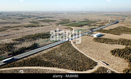 (190103) -- BEIJING, 3 janvier 2019 (Xinhua) -- Photo prise le 8 décembre 2018, montre un site de reboisement dans Xiongan nouveau domaine de la Chine du Nord, Province de Hebei. Les autorités centrales de la Chine ont approuvé le plan directeur pour Xiongan 2018-2035 Nouveau domaine, soulignant que sa création est importante pour le développement de haute qualité et la construction de la système économique moderne. Le plan a été approuvé par le Comité central du Parti communiste chinois (PCC) et le Conseil d'État. Le plan directeur est la ligne directrice pour l'élaboration, la construction et la gestion de la nouvelle zone Xiongan et sh Banque D'Images