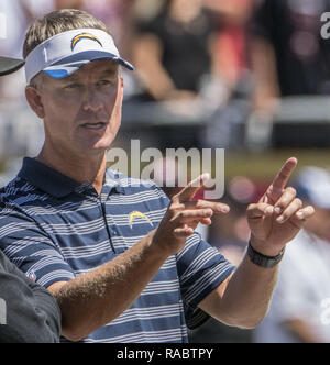 Santa Clara, Californie, États-Unis. 24 août, 2014. L'entraîneur-chef Mike McCoy chargeurs le dimanche, Août 24, 2014 à Santa Clara, en Californie. Les 49ers défait les chargeurs 21-7 dans un match pré-saison. Crédit : Al Golub/ZUMA/Alamy Fil Live News Banque D'Images