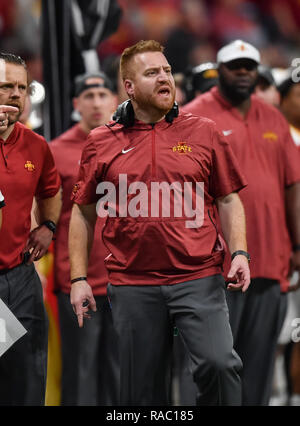 San Antonio, TX, USA. 28 Dec, 2018. Iowa State coach, Alex, Golesh à la NCAA football Valero Alamo Bowl entre l'Iowa State Cyclones et la Washington State Cougars chez Alamo Stadium à San Antonio, TX. (Photographe complète absolue & Company Crédit : Joe Calomeni MarinMedia.org/Cal/Sport Media) Credit : csm/Alamy Live News Banque D'Images