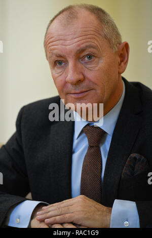 L'ambassadeur tchèque Libor Secka à Londres donne une interview sur la situation Brexit d'agence de presse tchèque à Prague, en République tchèque, le 3 janvier 2019. (Photo/CTK Michal Kamaryt) Banque D'Images