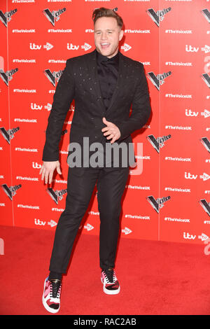 Londres, Royaume-Uni. Janvier 03, 2019 : Olly Murs lors du lancement une séance de photos pour la série 2019 de 'la voix' de Londres. Photo : Steve Sav/Featureflash Banque D'Images