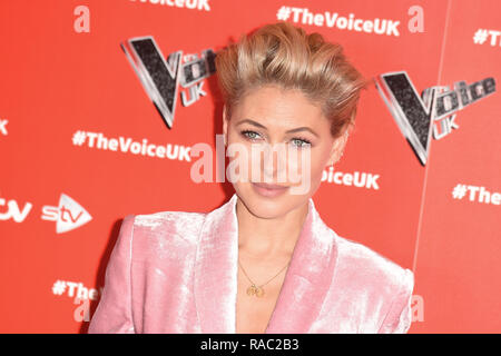 Londres, Royaume-Uni. Janvier 03, 2019 : Emma Willis lors du lancement une séance de photos pour la série 2019 de 'la voix' de Londres. Photo : Steve Sav/Featureflash Banque D'Images