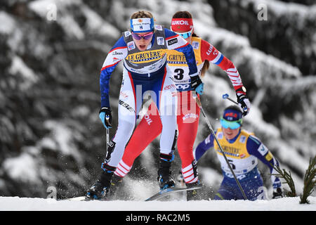 Oberstdorf, Allemagne. 06Th Jan, 2019. Jessica DIGGINS (USA) en haut, l'action, les femmes, 10km poursuite gratuitement, les persécutions, Free Style. Le ski de fond, ski nordique, Tour de ski, 03.01.2019 à Oberstdorf. Utilisation dans le monde entier | Credit : dpa/Alamy Live News Banque D'Images